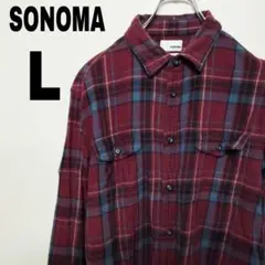 usa古着 SONOMA ネルシャツ　L パープル　チェック