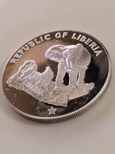 リベリア 1973 5ドル銀貨プルーフ elephant