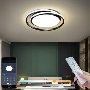 KOVOL LED シーリングライト 4畳 5畳 おしゃれ 北欧 照明器具 天井 「APP遠隔制御 無段階調光調色 引っ掛対応 工事不要 日本語取説付き 