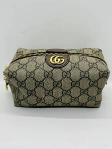 【現状品】GUCCI グッチ オフィディア 548393 2778 GGスプリーム PVC ポーチ ゴールド金具 