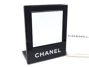 1円 ■美品■ CHANEL シャネル ロゴ 台座付き ミラー 鏡 カガミ レディース ブラック系 FF7731