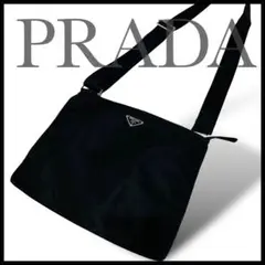 極美品✨PRADAナイロン　レザー　ショルダーバッグ　三角ロゴプレート　ブラック