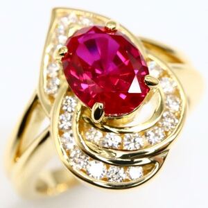 1円〜!!美品!Crescent Vert(クレサンベール)＊K18 天然ダイヤモンド/ルビーリング＊ n 約7.8g ruby diamond jewelry ring 指輪 EI9/EI9 A53