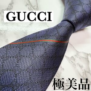 未使用級 現行タグ 人気 GUCCI ネクタイ シルク100% GG柄 GGライン シェリーライン 蜂 ビー レギュラータイ 刺繍 ネイビー 送料無料