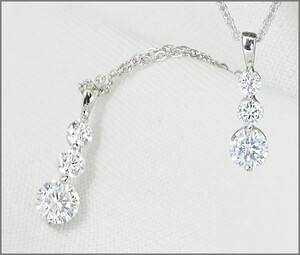 【激安】大人気!! 1.65ct トリロジー ダイヤモンド ネックレス Rタイプ 【高級仕上げ 限定入荷商品 pt 1-1212