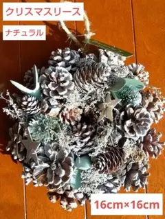 【ラッピング済】クリスマス　リース　ホワイト　松ぼっくり　冬【クリスマスリース】