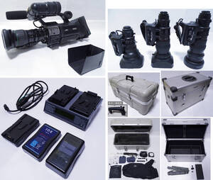 JVC GY-HM700 業務用ビデオカメラ / Canon・FUJINON ズームレンズ 4本 / 充電器 / 運搬ボックス 中古