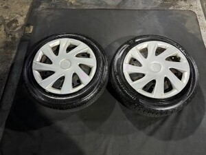 L350S タント ホイールキャップ付 鉄ホイールタイヤ 14×4.5J 155/65/R14 ブリヂストンタイヤ 2本 ☆引き取り歓迎☆千葉市若葉区から出品☆