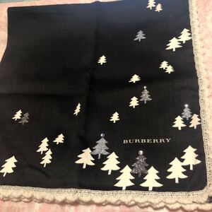 新品 バーバリー ハンカチ ラメ＆ラインストーン付 もみの木柄 BURBERRY 未使用 訳あり