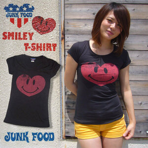 JUNKFOOD　人気モデル着用　ジャンクフード　スマイリー　Tシャツ　XL