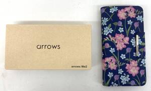 12-8【美品】arrows We2 F-52E ライトブルー docomo 利用制限〇 スマートフォン Android 花柄レザーフリップケース付