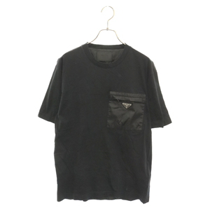 PRADA プラダ トライアングルロゴ 胸ポケット 半袖Tシャツ ブラック UJN661 S221