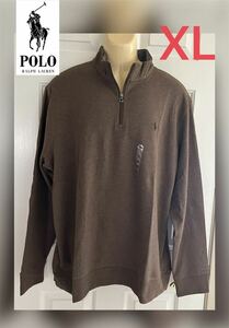 【送料無料】新品 Polo Ralph Lauren ポロ ラルフローレン★メンズ XL ハーフジップ トレーナー 茶 スエット プルオーバー