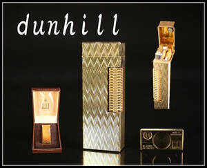 【秀】ZB656 【dunhill】 ダンヒル ガスライター ゴールド／箱付 発火確認済み美品！ｒ