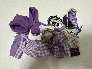 プチブライスサイズのハンドメイドドール服　カラーコーデ福袋16点入り　紫