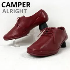 【美品】CAMPER シュリンクレザー　太ヒール　パンプス　革靴　レッド　37