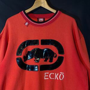 90s 00s ECKO UNLTD エナメルロゴ リブライン スエット エコー　　アンリミテッド MARC ECKO マークエコー トレーナー デザイン◎ 柳10318