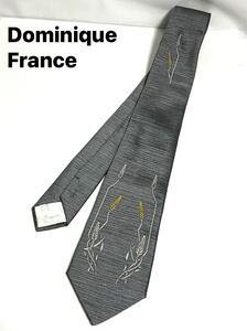  Dominique France ドミニクフランス ネクタイ グレー系 絵柄　ドミニックフランス ブランドネクタイ　送料185円（追跡付）〜　　