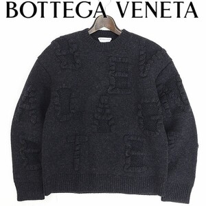 新品 国内正規品◆BOTTEGA VENETA ボッテガ ヴェネタ SWEATER SHETLAND ALPHABET クルーネック ニット セーター チャコールブラック S