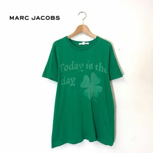 R2306-T◆marc jacobs マークジェイコブス 半袖Tシャツ プリント クルーネック リブ◆sizeM グリーン メンズ トップス コットン