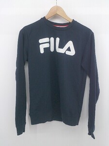 ◇ FILA フィラ ビックロゴ 長袖 トレーナー サイズM ネイビー マルチ メンズ E