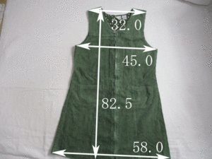 BE530【CHEROKEE・チェロキー】コーデュロイ　ポケット付き　前開き　袖無　ジャンバースカート　女児　淡緑　XL (150?)