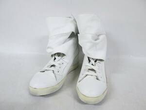 【o O10681】 チンツィア アライア CINZIA ARAIA レザー 白 ボリューム リボン スニーカー 靴 シューズ 37 約23cm 