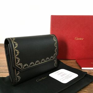 ☆送料無料☆ 未使用品 Cartier コンパクトウォレット ガーランドドゥカルティエ ブラック 箱付き 388