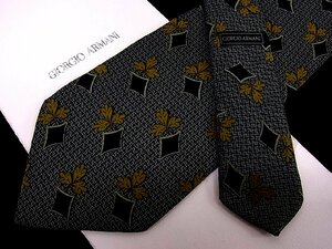 ♪今週の特売980円～♪1355♪状態並品【GIORGIO ARMANI】アルマーニ【葉っぱ 植物 菱形 柄】ネクタイ♪