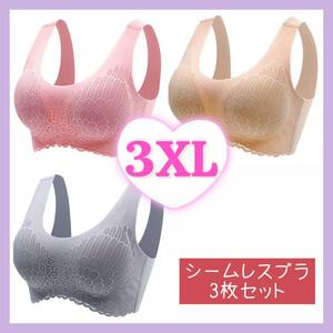 シームレスブラ 3枚セット 3XL ノンワイヤー シームレス ストレスフリー