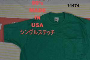 80’ｓ ポケットTシャツ 14474 USA製 シングルステッチ 綿100％