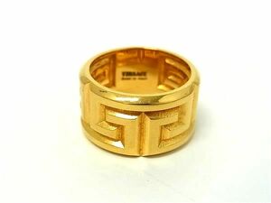 1円 ■美品■ VERSACE ヴェルサーチ グレカ リング 指輪 アクセサリー 約21号 メンズ レディース ゴールド系 FI2757