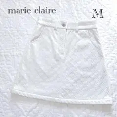 【秋冬】marie claire白パンチングデザイン蓄熱裏地　ゴルフスカート　M