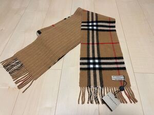 BURBERRY　バーバリー　マフラー　メリノウール90% カシミア10％　タグ付き未使用品　細め　送料無料!!!