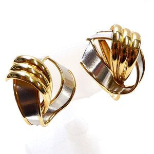 【K18 Pt900】 デザイン イヤリング イエローゴールド 18金 プラチナ ネジ開閉式 yellow gold platinum earrings【ネコポスOK】◇J