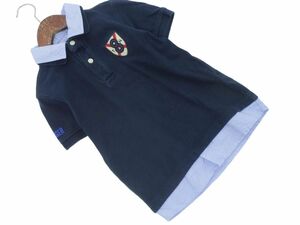 TOMMY HILFIGER トミーヒルフィガー フェイクレイヤード ポロシャツ 122cm/濃紺 ■◆ ☆ eeb0 子供服