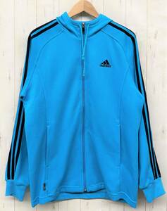 未使用品 ＊ADIDAS アディダス ＊速乾生地 スリーライン フルジップ ＊パーカー ジャケット ジャンパー ＊M size ブルー ＊スポーツ 