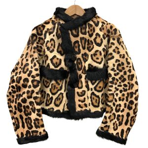 美品◆ジャケット ディースクエアード ジャケット レオパード ハラコ ウール ナイロン サイズ40 レディース DSQUARED2 【AFG1】