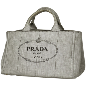 プラダ PRADA カナパトート 2WAY ショルダーバッグ トートバッグ デニム ライトグレー B2642B レディース 【中古】