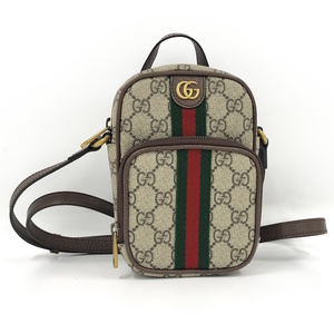 GUCCI ショルダーバッグ オフィディア ロゴ GGスプリーム レザー ベージュ 671682