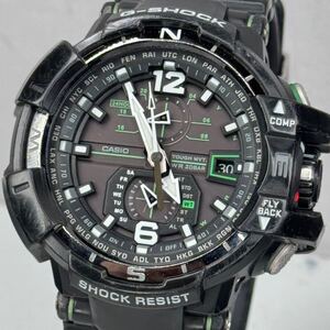 美品 G-SHOCK GW-A1100-1A3JF グラビティマスター タフソーラー 電波受信 電波ソーラー マルチバンド6 方位計搭載 ブラック グリーン