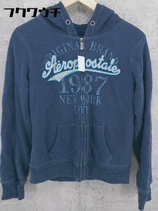 ◇ AEROPOSTALE エアロポステール 裏ボア 長袖 ジップアップ パーカー L ブルー系 # 1002800099047