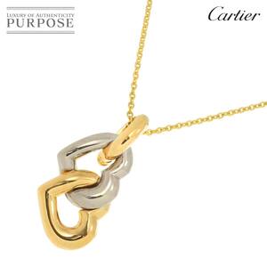 カルティエ Cartier ダブル ハート ネックレス 41cm K18 YG WG 750 イエロー ホワイトゴールド 750 Necklace 90252081