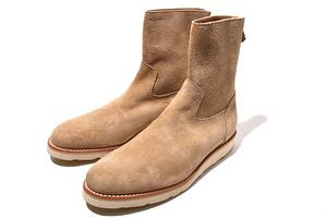 29cm 未使用品 MINEDENIM マインデニム Suede Leather Back Zip Boots スウェードレザー バックジップ ブーツ 43 BEIGE ベージュ /◆ メン