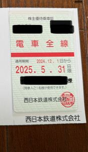  西鉄 定期 西日本鉄道 株主優待 電車全線 乗車証