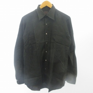タケオキクチ TAKEO KIKUCHI シャツ ストライプ アーチドカラー 胸ポケット 黒 ブラック 2 約S メンズ