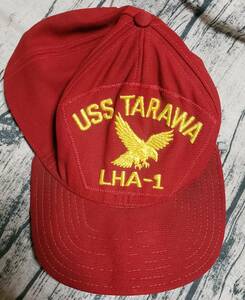 USS tarawa lha-1 米軍艦 キャップ　アポロキャップ　帽子　赤