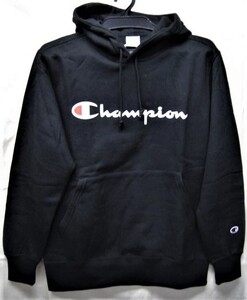 セール 15% off Champion チャンピオン C3-L122 スウェット Champion ロゴプリント プルオーバーパーカー 裏起毛 黒 M 新品