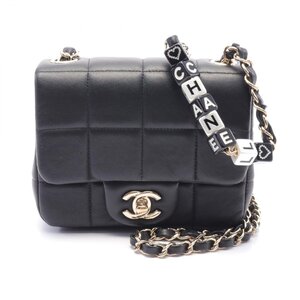 シャネル チョコバー ミニフラップ ブランドオフ CHANEL レザー ショルダーバッグ ラムスキン 中古 レディース