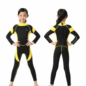 ウェットスーツ 子供 キッズ水着 2.5mmフルスーツ 長袖 水着セット 水泳 水遊び プール 防寒 保温 ダイビング サーフィン イェロー#8